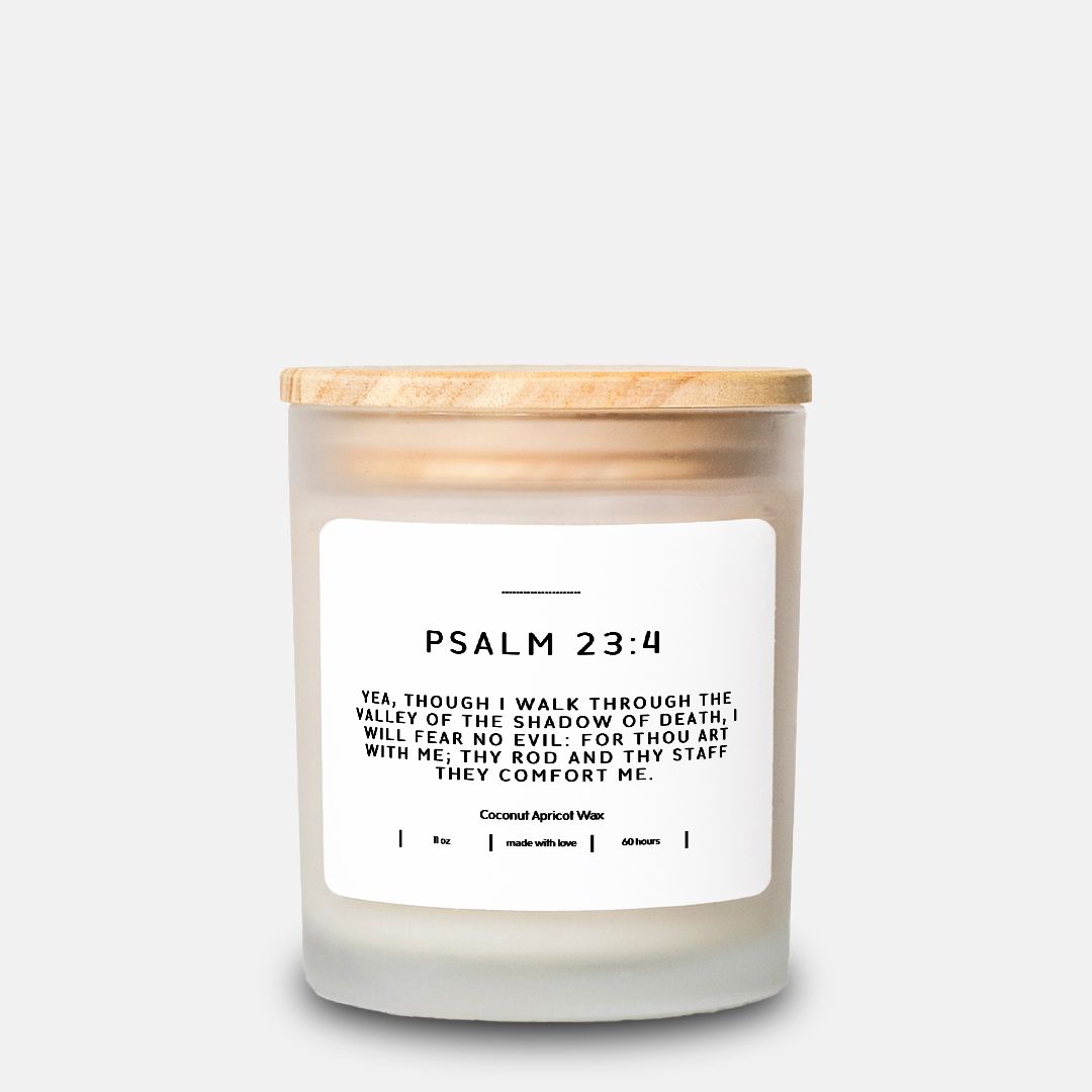 Psalm 23:4 Thou art with me 11oz Frosted Glass Candle