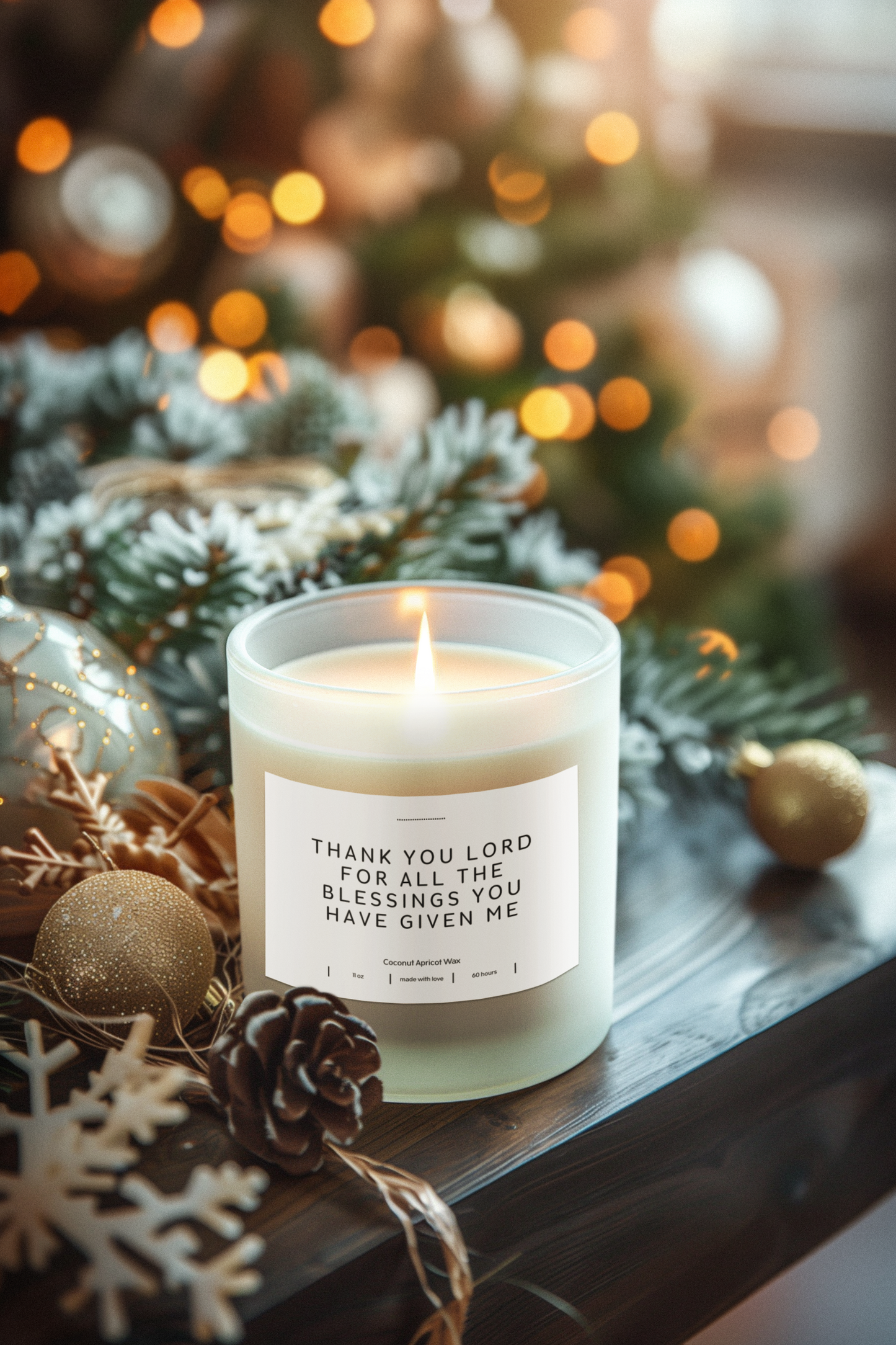 Thank you for the Blessings 11oz Frosted Glass Candle