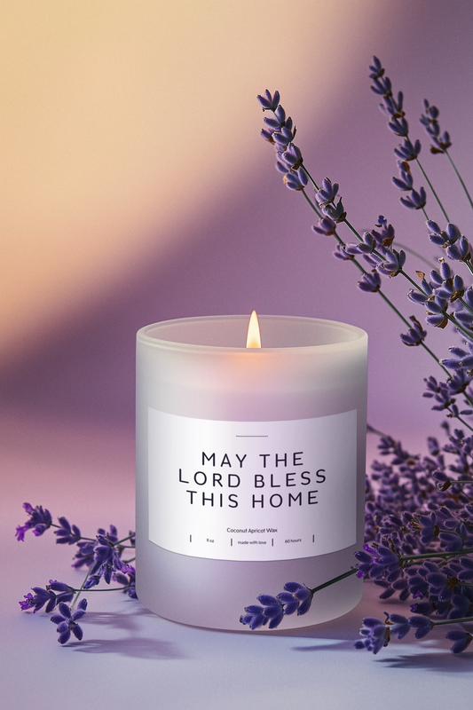 May the Lord Bless This Home 11oz Frosted Glass Candle