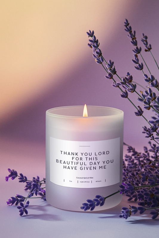Thank you Lord Beautiful Day 11oz Frosted Glass Candle